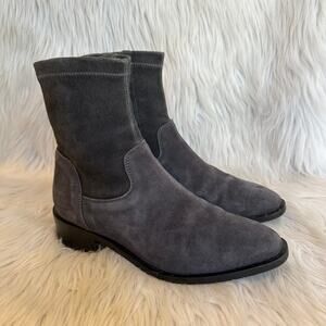 Aquatalia Fallan Stretch Ankle Boots Suede Leather Flat Waterproof Gray